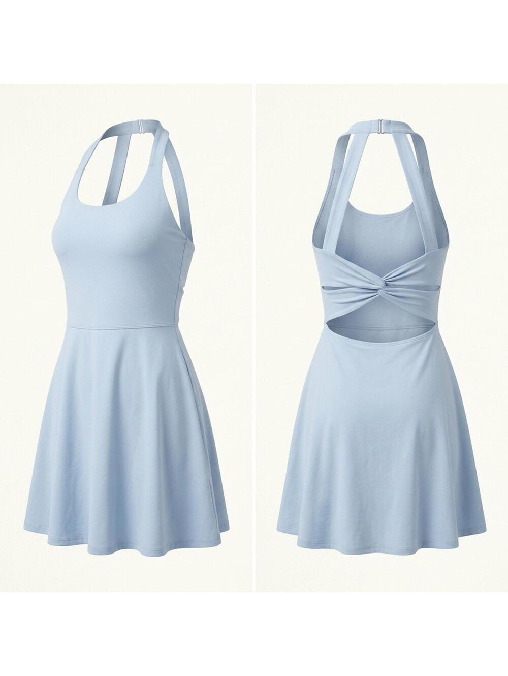 Heathyoga Womens Workout Tennis Dress Shorts Bra Athletic Golf Dress Blue Sz S